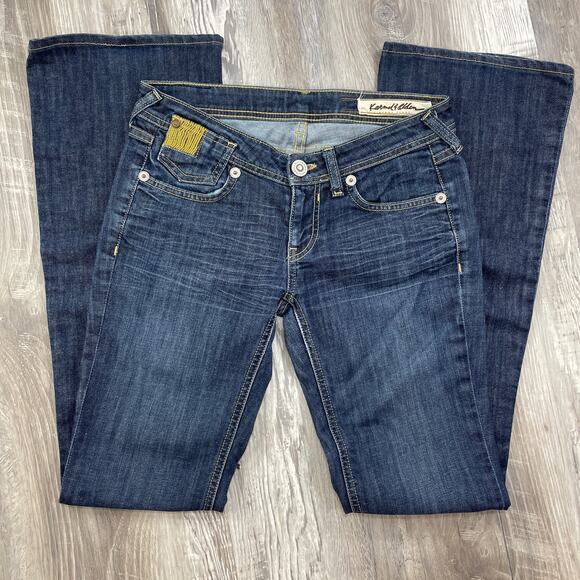 Karmel Alden 26 Jeans Low Rise Flare Flap Pocket Blue Denim Vintage 3kas8169 - Picture 2 of 12